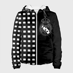 Куртка с капюшоном женская Real Madrid клетка, цвет: 3D-белый