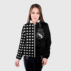 Куртка с капюшоном женская Real Madrid клетка, цвет: 3D-белый — фото 2