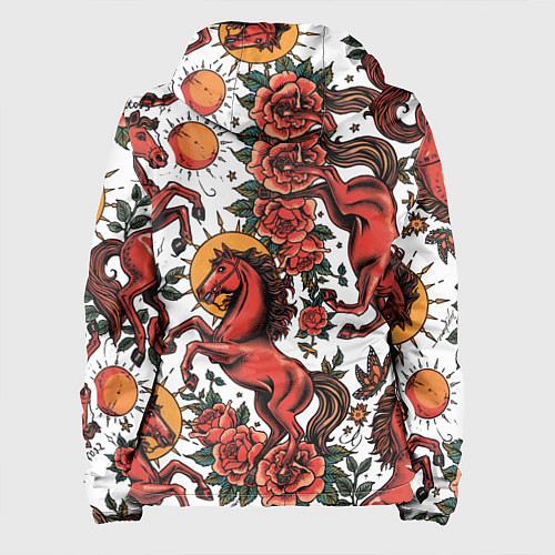 Женская куртка Красный конь в стиле татуировки / 3D-Белый – фото 2