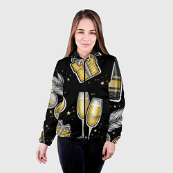 Куртка с капюшоном женская Новогодний вайб, цвет: 3D-черный — фото 2