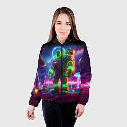 Куртка с капюшоном женская Космонавт Шрук в неоновом скафандре на загадочной, цвет: 3D-черный — фото 2