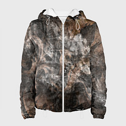 Куртка с капюшоном женская Абстракция - brown darkness, цвет: 3D-белый