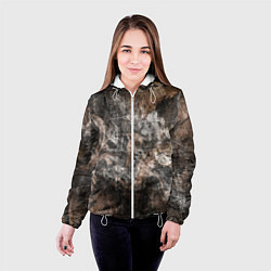 Куртка с капюшоном женская Абстракция - brown darkness, цвет: 3D-белый — фото 2