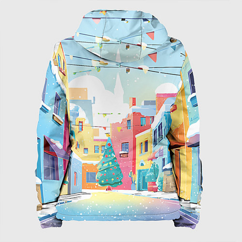 Женская куртка Разноцветный новогодний дворик / 3D-Белый – фото 2