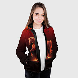 Куртка с капюшоном женская Узор с конем огнем, цвет: 3D-черный — фото 2