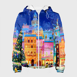 Женская куртка Разноцветные новогодние домики