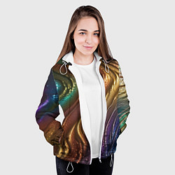 Куртка с капюшоном женская Сморщенные складочки жидкости, цвет: 3D-белый — фото 2