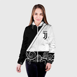 Куртка с капюшоном женская Ювентус геометрия полосы текстура, цвет: 3D-белый — фото 2