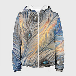 Женская куртка Синие перья с самоцветами