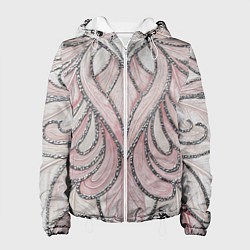 Женская куртка Нежно розовый орнамент из перьев