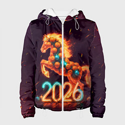 Женская куртка Новогодняя мандариновая лошадь 2026