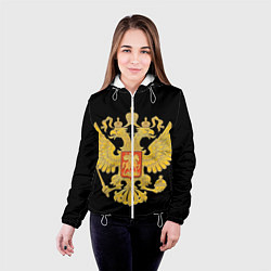 Куртка с капюшоном женская Герб России: золото, цвет: 3D-белый — фото 2