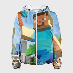Куртка с капюшоном женская Minecraft World, цвет: 3D-белый