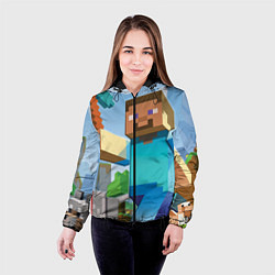 Куртка с капюшоном женская Minecraft World, цвет: 3D-черный — фото 2