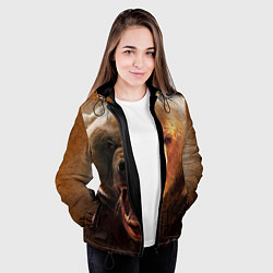 Куртка с капюшоном женская Рык медведя, цвет: 3D-черный — фото 2