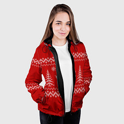 Куртка с капюшоном женская Олени под елками, цвет: 3D-черный — фото 2