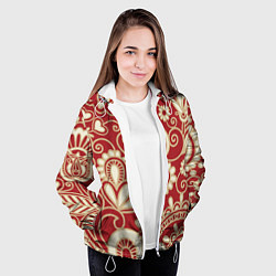 Куртка с капюшоном женская Хохломская роспись, цвет: 3D-белый — фото 2