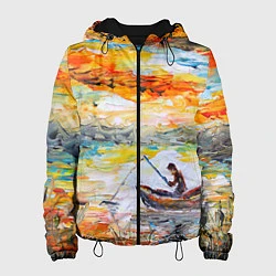 Куртка с капюшоном женская Рыбак на лодке, цвет: 3D-черный