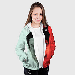 Куртка с капюшоном женская Norton: White & Red, цвет: 3D-белый — фото 2