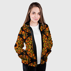 Куртка с капюшоном женская Хохлома Роспись, цвет: 3D-черный — фото 2