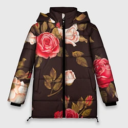 Куртка зимняя женская Мотив из роз, цвет: 3D-черный