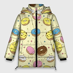 Куртка зимняя женская Сладкие пончики, цвет: 3D-черный