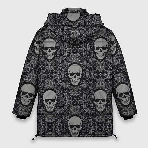 Женская зимняя куртка Ажурные черепа / 3D-Черный – фото 2