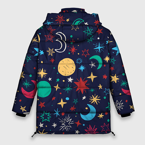 Женская зимняя куртка Звездное небо / 3D-Черный – фото 2