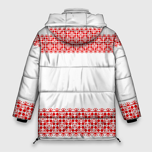Женская зимняя куртка Славянский орнамент (на белом) / 3D-Черный – фото 2
