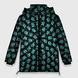 Куртка зимняя женская Инопланетный текст, цвет: 3D-черный