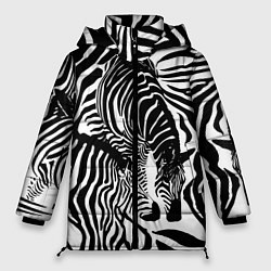 Куртка зимняя женская Полосатая зебра, цвет: 3D-красный