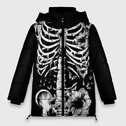 Куртка зимняя женская Floral Skeleton, цвет: 3D-черный
