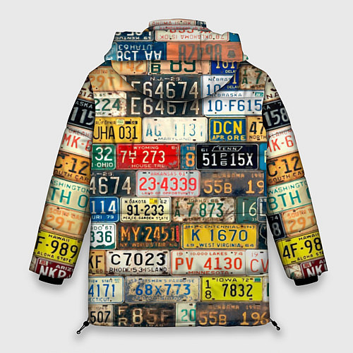 Женская зимняя куртка Автомобильные номера мира / 3D-Черный – фото 2