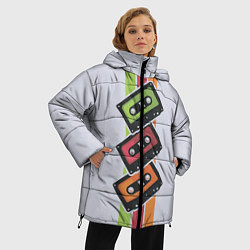 Куртка зимняя женская Ретро кассеты, цвет: 3D-черный — фото 2