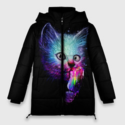 Куртка зимняя женская Кот с мороженым, цвет: 3D-черный