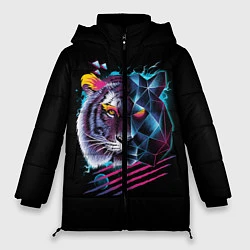 Куртка зимняя женская Ретро тигр, цвет: 3D-черный