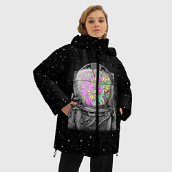 Куртка зимняя женская Цветочный астонавт, цвет: 3D-черный — фото 2
