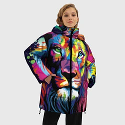 Куртка зимняя женская Красочный лев, цвет: 3D-черный — фото 2