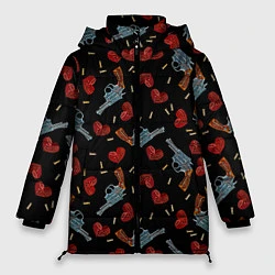 Куртка зимняя женская Револьверы и Розы, цвет: 3D-черный