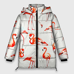 Куртка зимняя женская Оранжевые фламинго, цвет: 3D-черный