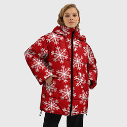 Куртка зимняя женская Новогодние Снежинки, цвет: 3D-черный — фото 2