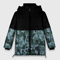 Куртка зимняя женская Камуфляж: черный/синий, цвет: 3D-черный