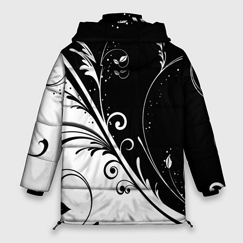 Женская зимняя куртка Цветочный узор / 3D-Черный – фото 2