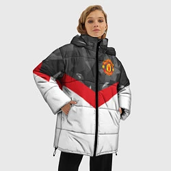 Куртка зимняя женская Man United FC: Grey Polygons, цвет: 3D-красный — фото 2