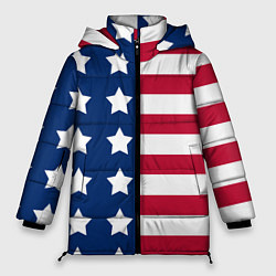Куртка зимняя женская USA Flag, цвет: 3D-красный