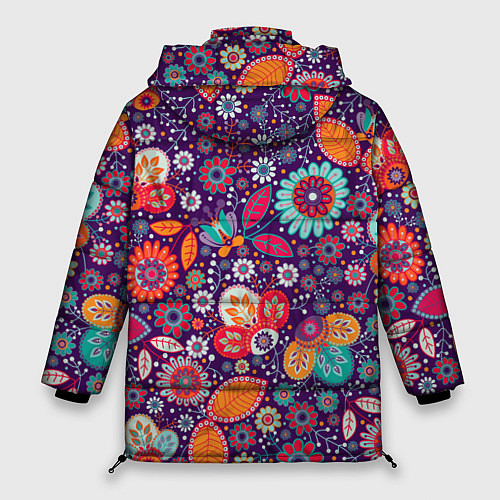Женская зимняя куртка Цветочный взрыв / 3D-Черный – фото 2