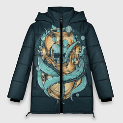 Куртка зимняя женская Осьминог в акваланге, цвет: 3D-черный