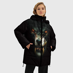 Куртка зимняя женская Оскал волка, цвет: 3D-красный — фото 2