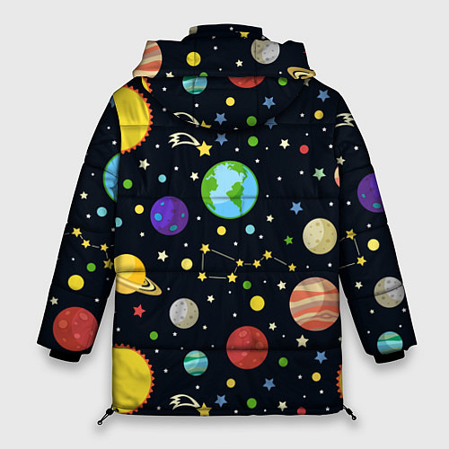 Женская зимняя куртка Солнечная система / 3D-Черный – фото 2