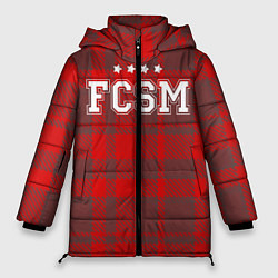 Куртка зимняя женская Футбольная клетка, цвет: 3D-красный